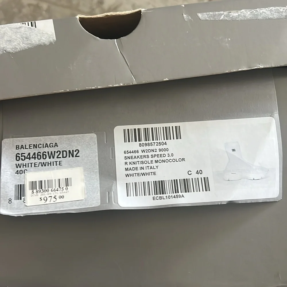 Balenciaga Speed 3.0 Knit High Top Sock Sneakers in White, Size 40 NEW in Box - Picture 15 of 16